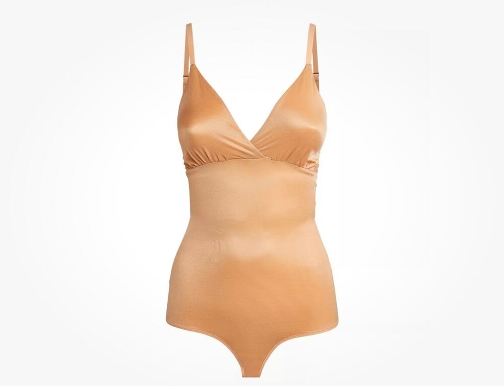 Skims Shine Shapewear Briefs Bodysuit sz M clay